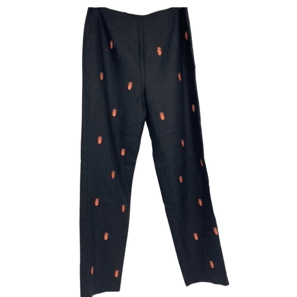 Nicole Studio Pineapple Embroidered Pants | Size 28” Waist